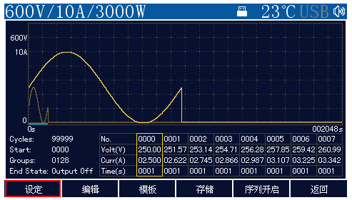 MSP6700List序列输出功能.png 美恩斯MSP6700宽范围可编程直流电源3000W